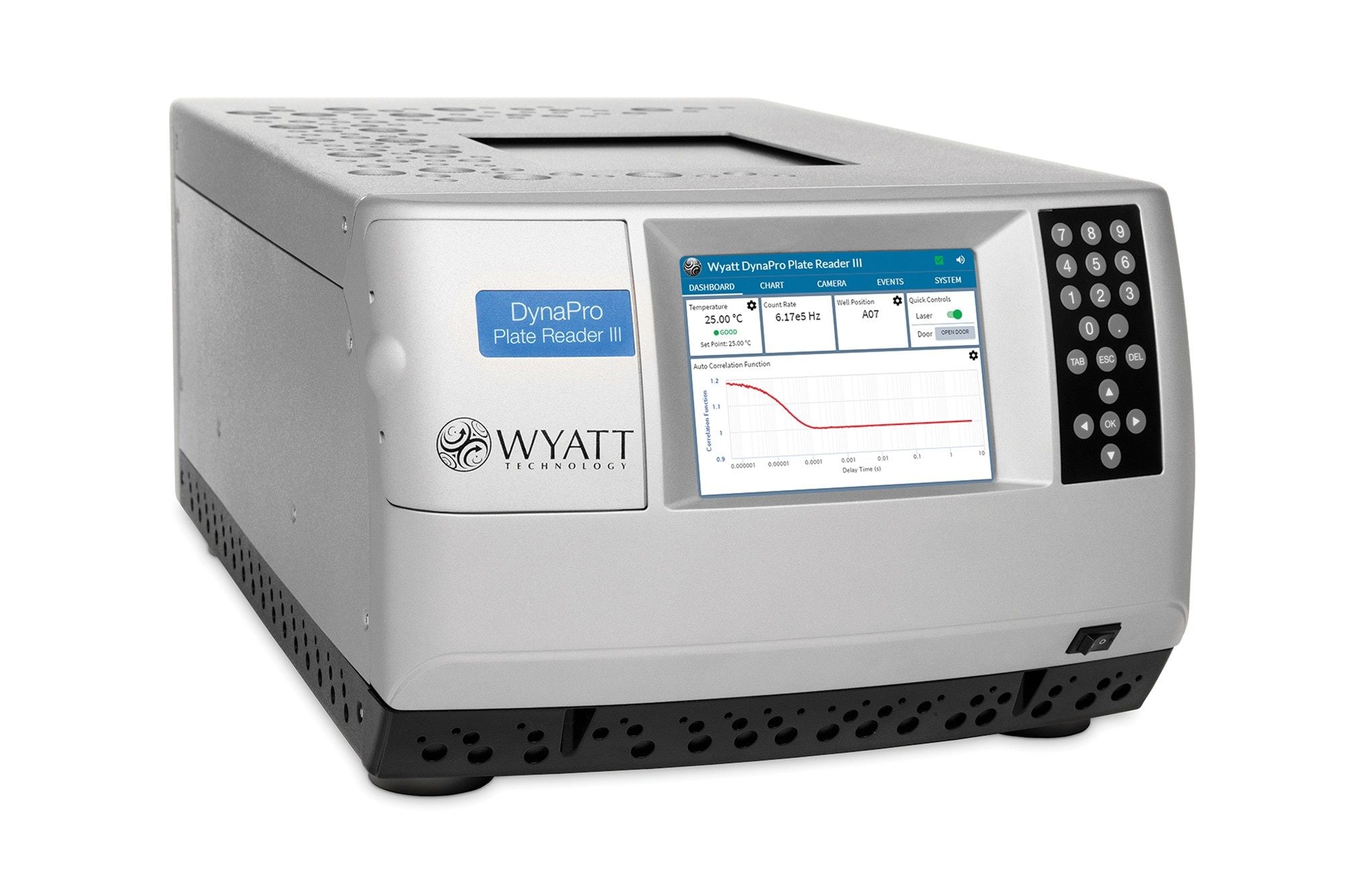 The DynaPro Plate Reader automates DLS in 96, 384, or 1536 microwell plates for high-throughput screening of macromolecule size, aggregation, and stability or determining size, polydispersity, and concentration of viral vectors or lipid nanoparticles.