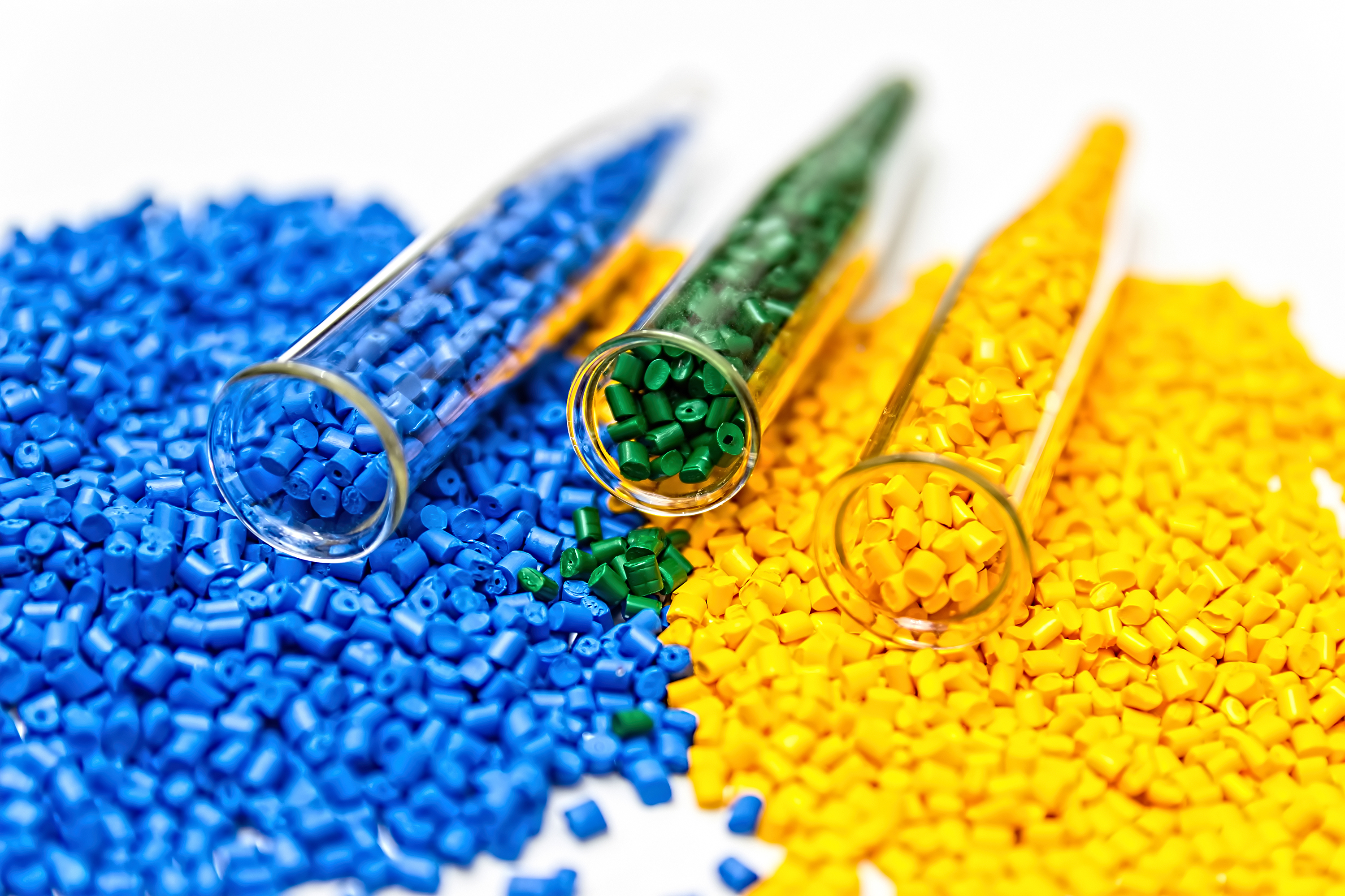 Colorful plastic polymers in vials