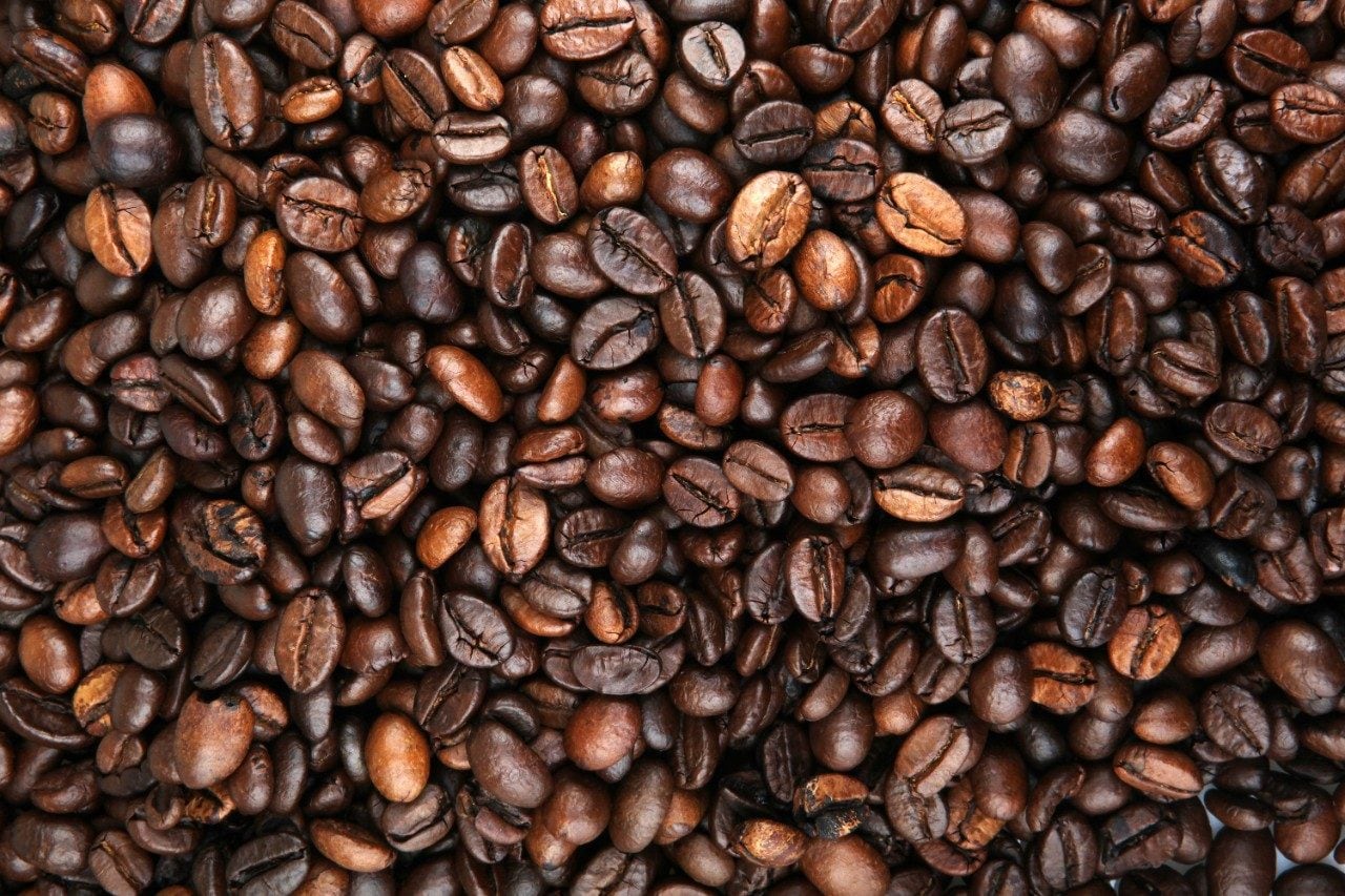 Coffee beans in a pile