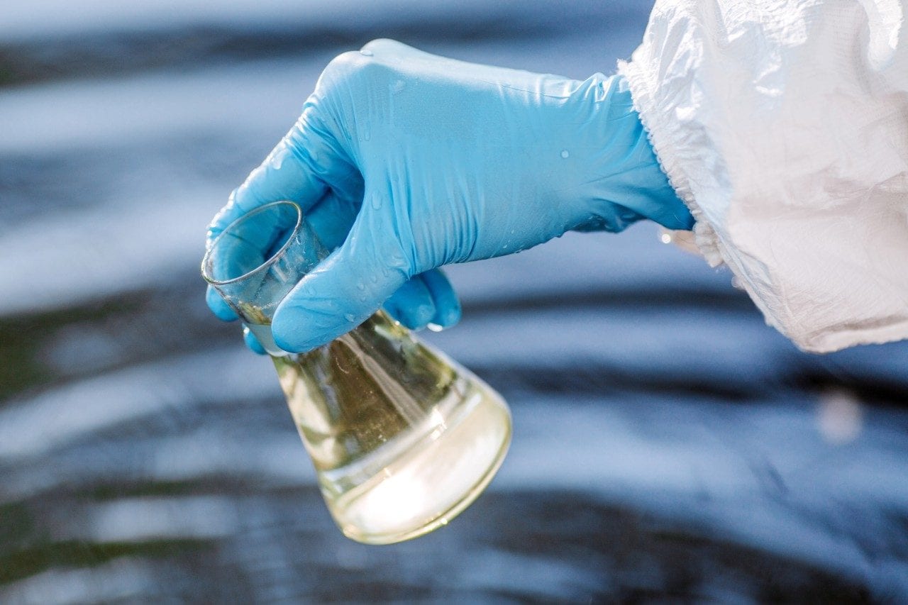 Biologist working on water analysis