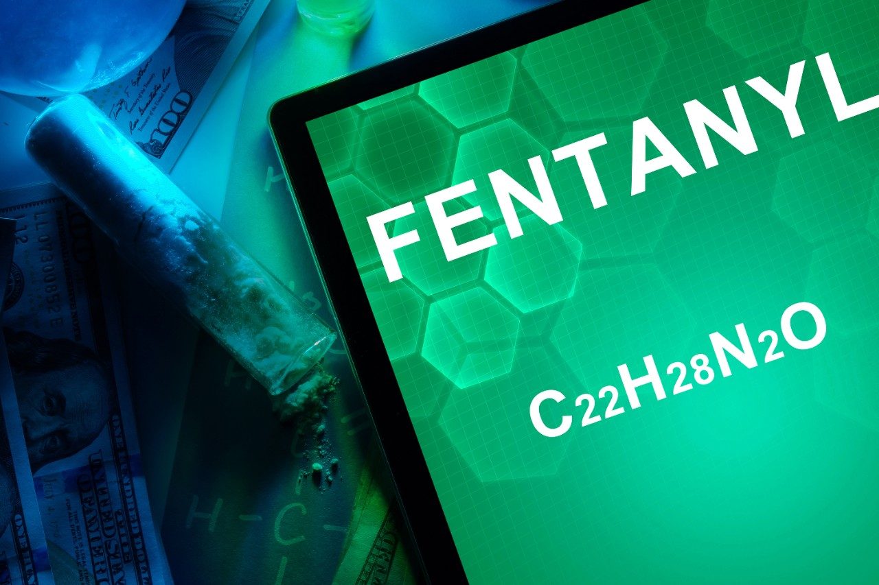 Fentanyl drug compound on tablet