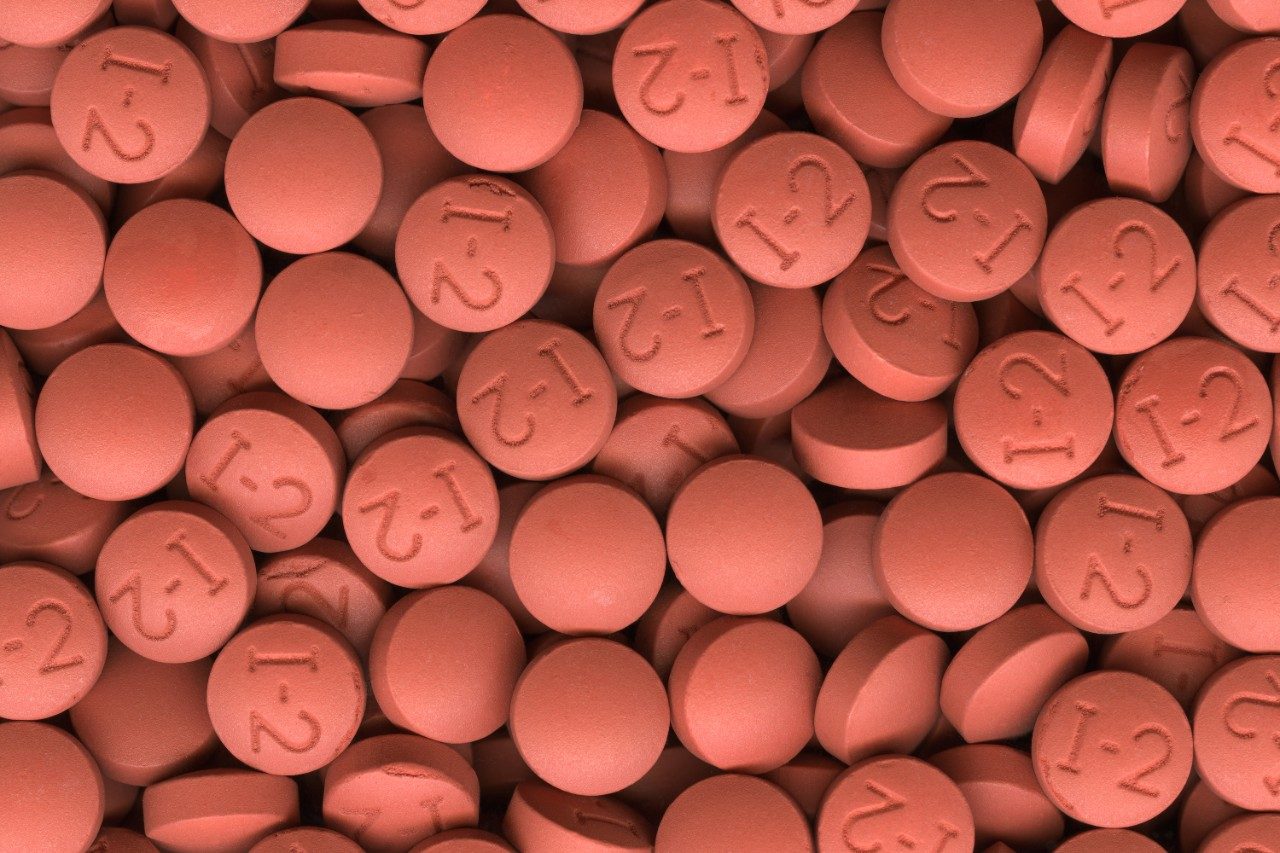 Ibuprofen tablets closeup