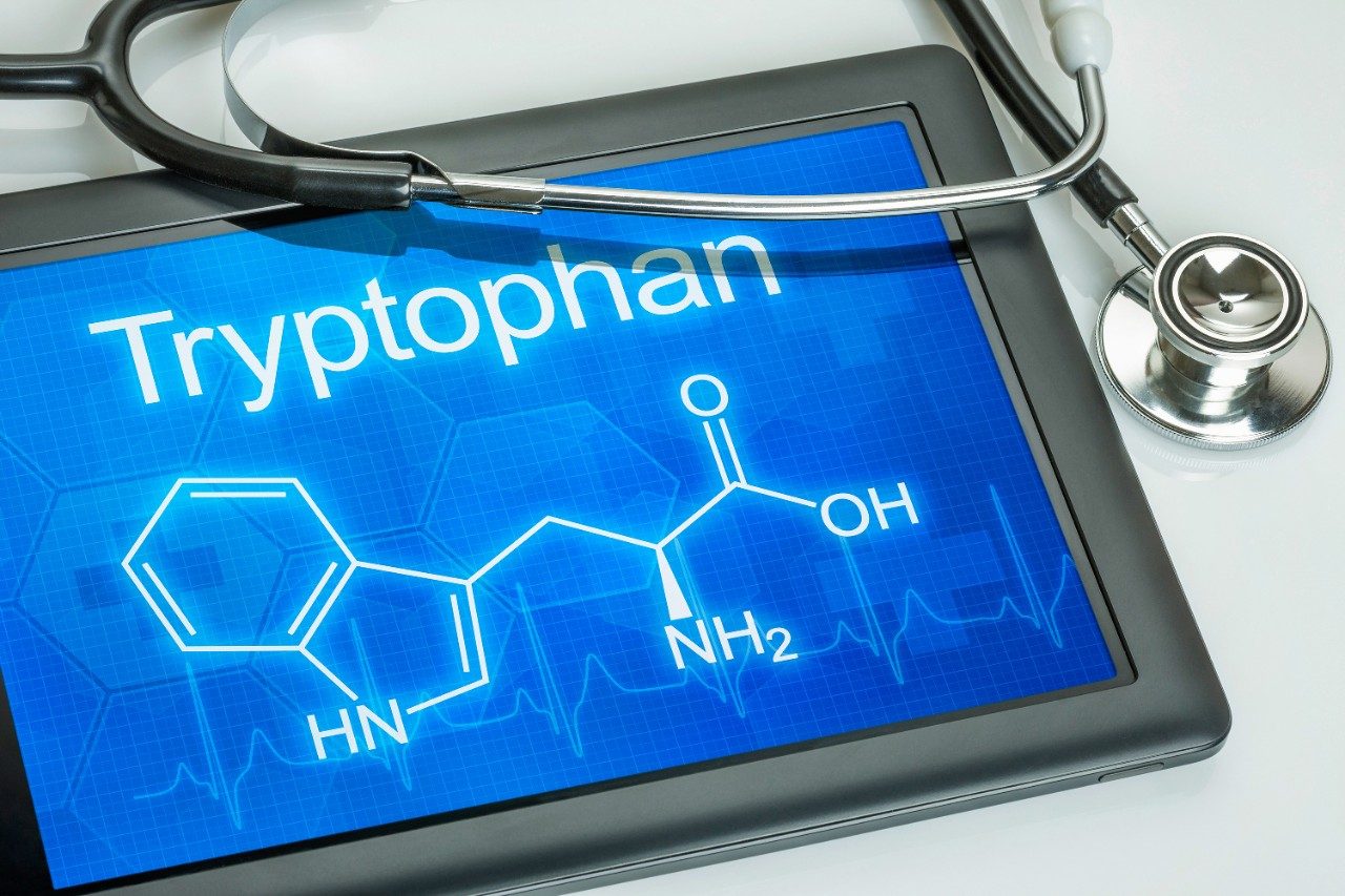 Tryptophan chemical structure on tablet