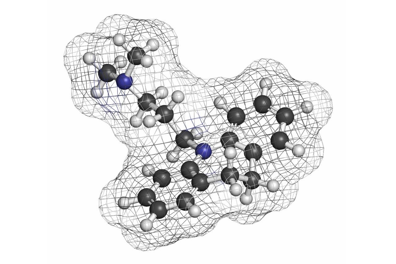 Imipramine antidepressant drug molecule structure