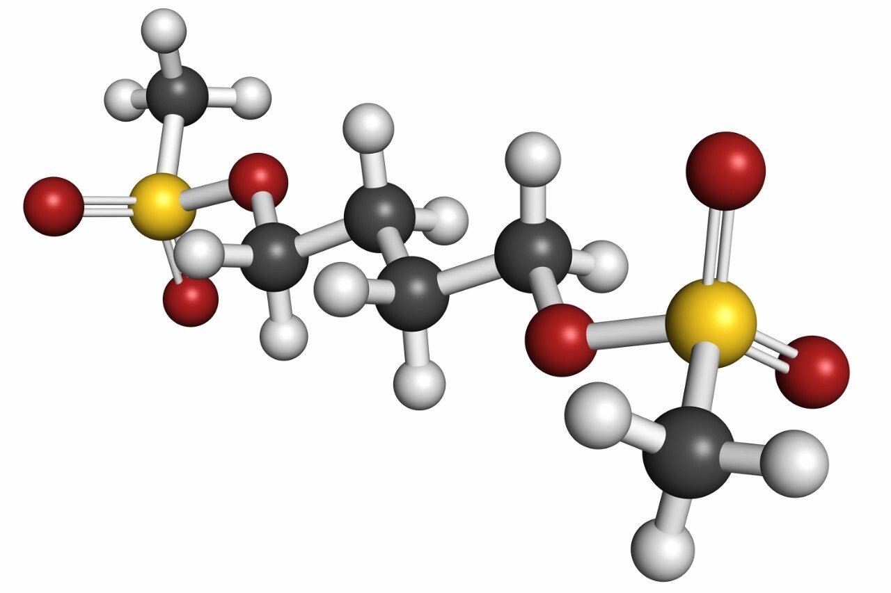 Busulfan cancer chemotherapy drug molecule