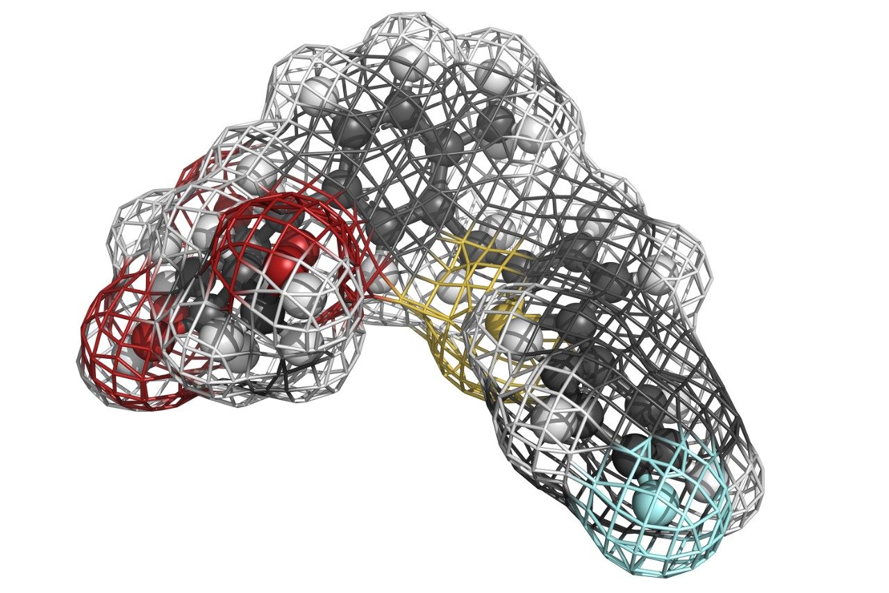 Canagliflozin type 2 diabetes drug molecule structure