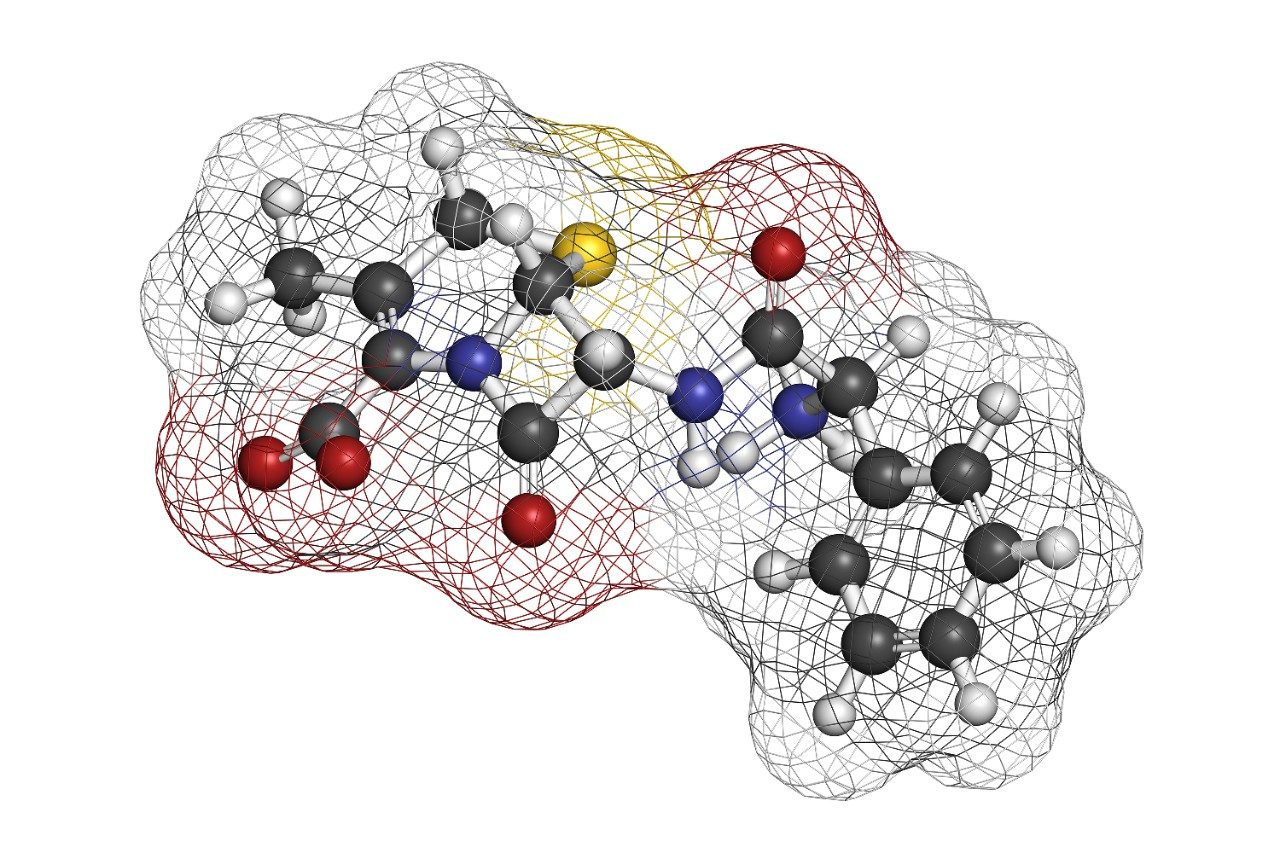 Cefalexin antibiotic drug molecule