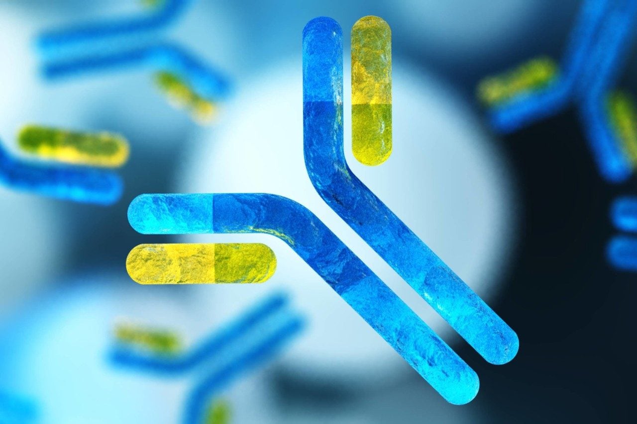 Peptide molecular structure in blue