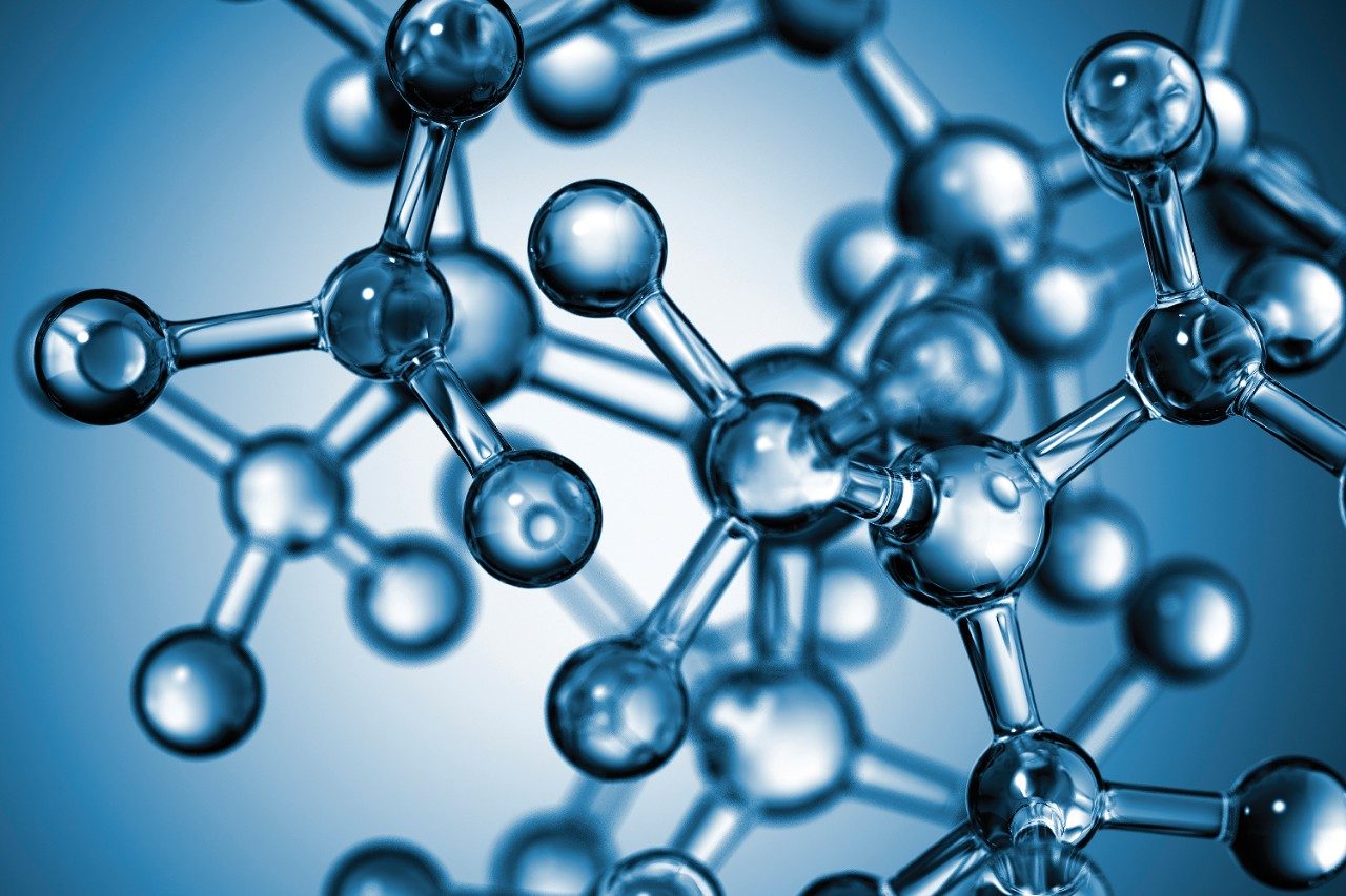 Abstract translucent blue molecule