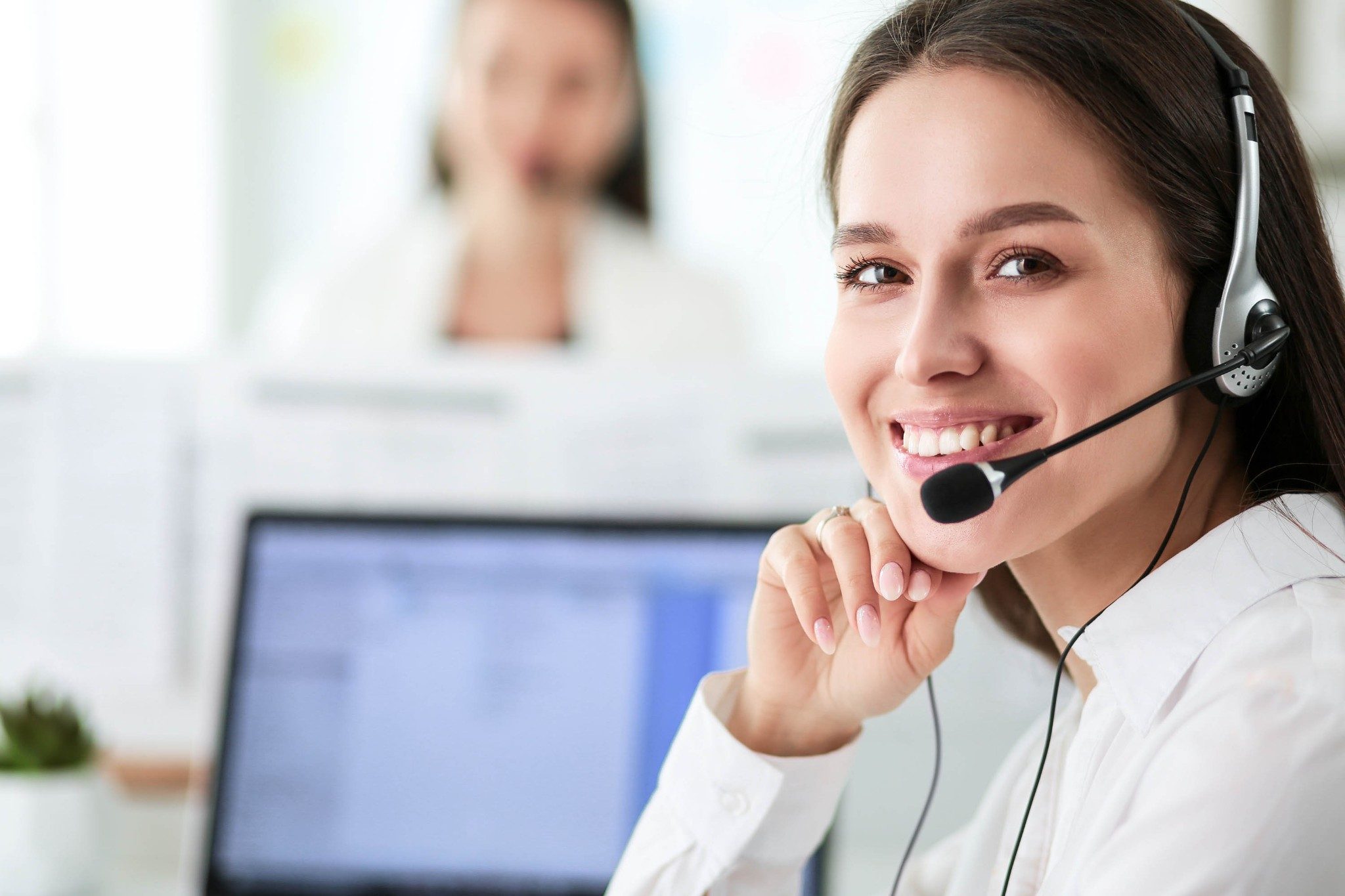 Smiling customer service representative