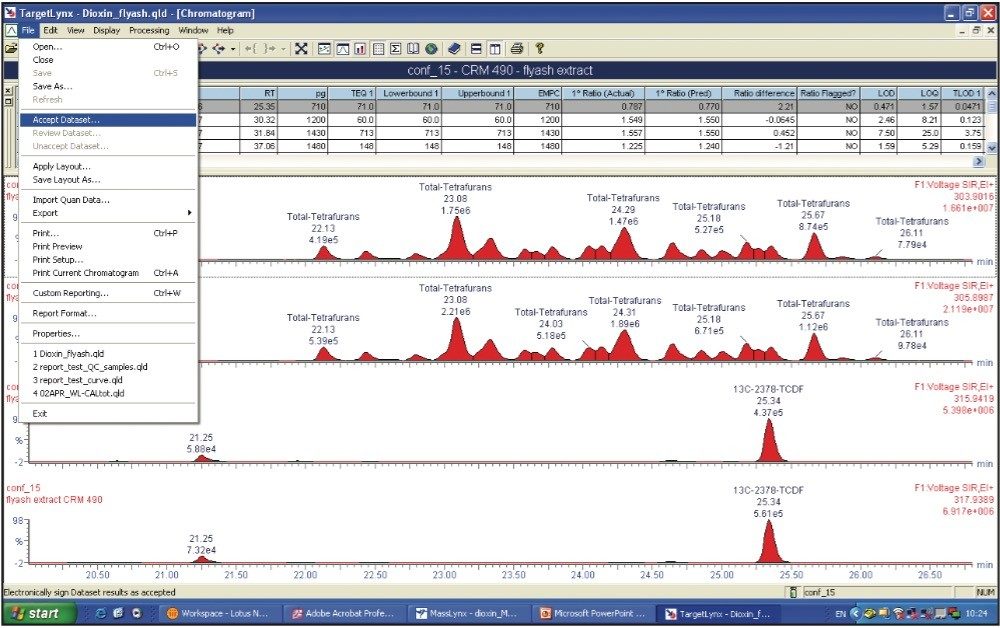 Acceptance and locking of quantification results