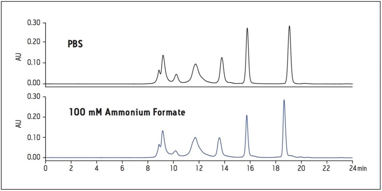  Influence of mobile-phase composition on the SEC separation of a protein standard