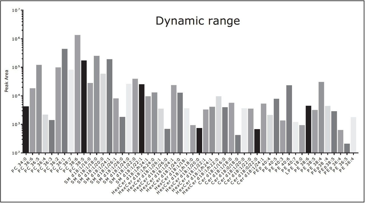 Intensities of selected lipids extracted from bovine brain