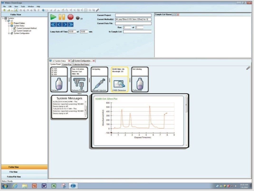  Screen shot of the ChromScope console