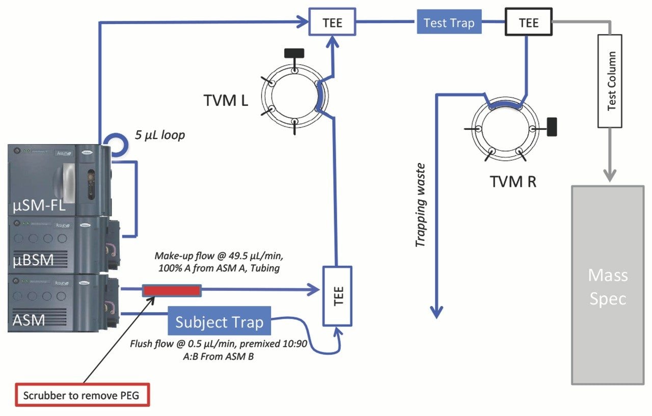 Test system setup during the elute and analysis step