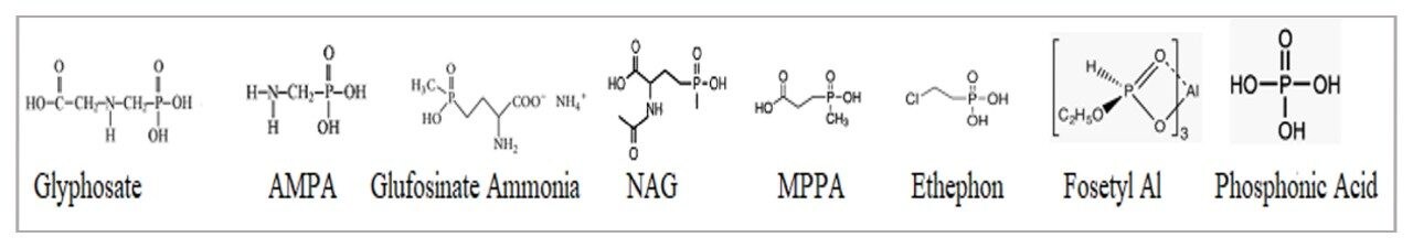 Chemical structures of all polar pesticides