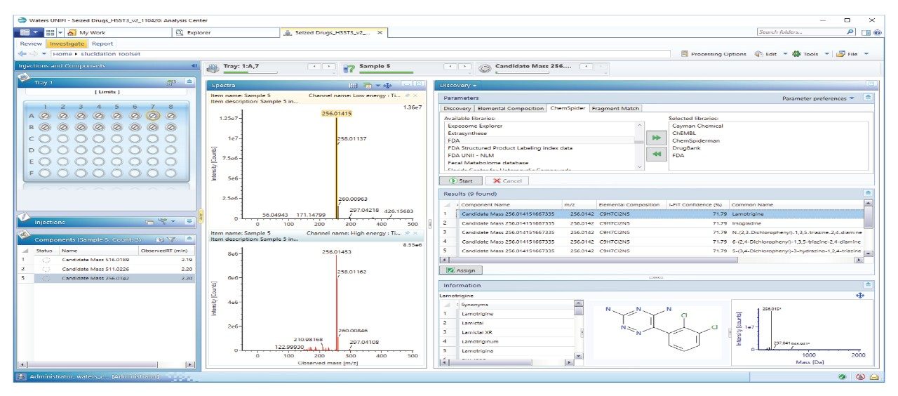 Discovery Tool showing “presumptive” identification of “unknown” pill