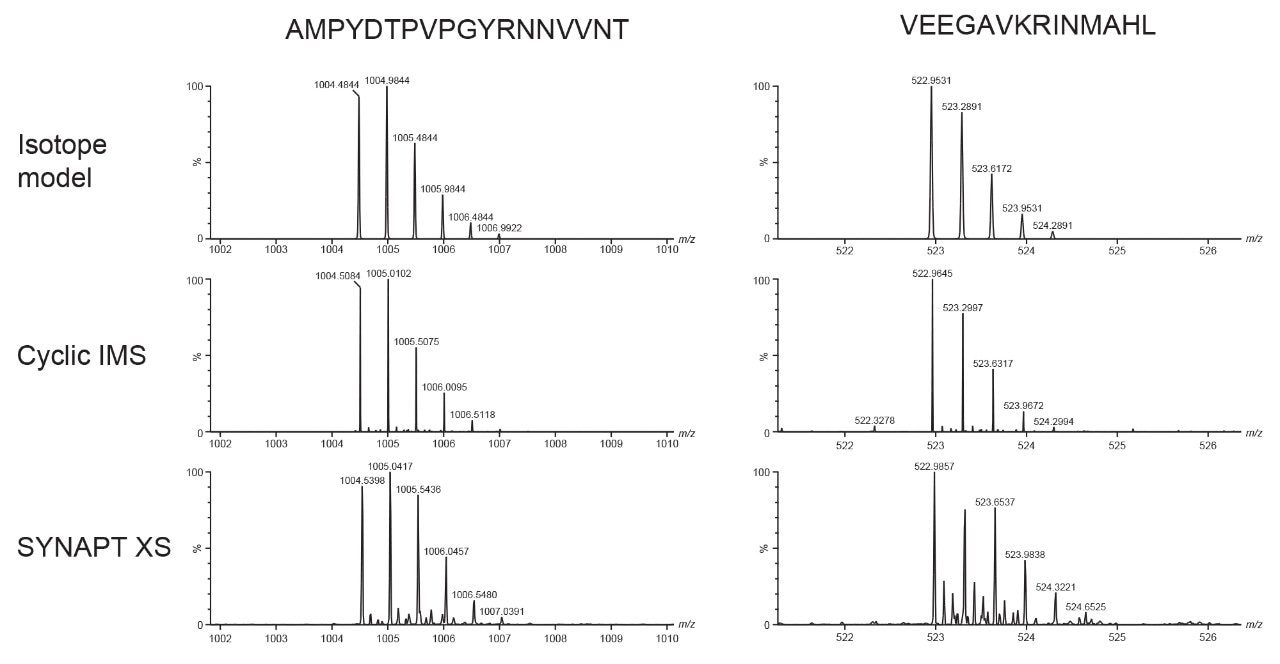 Isotope distributions for peptides.