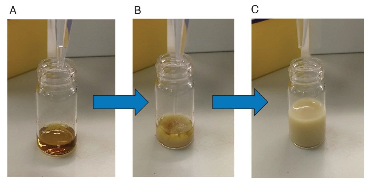 Supernatant collected into a glass vial