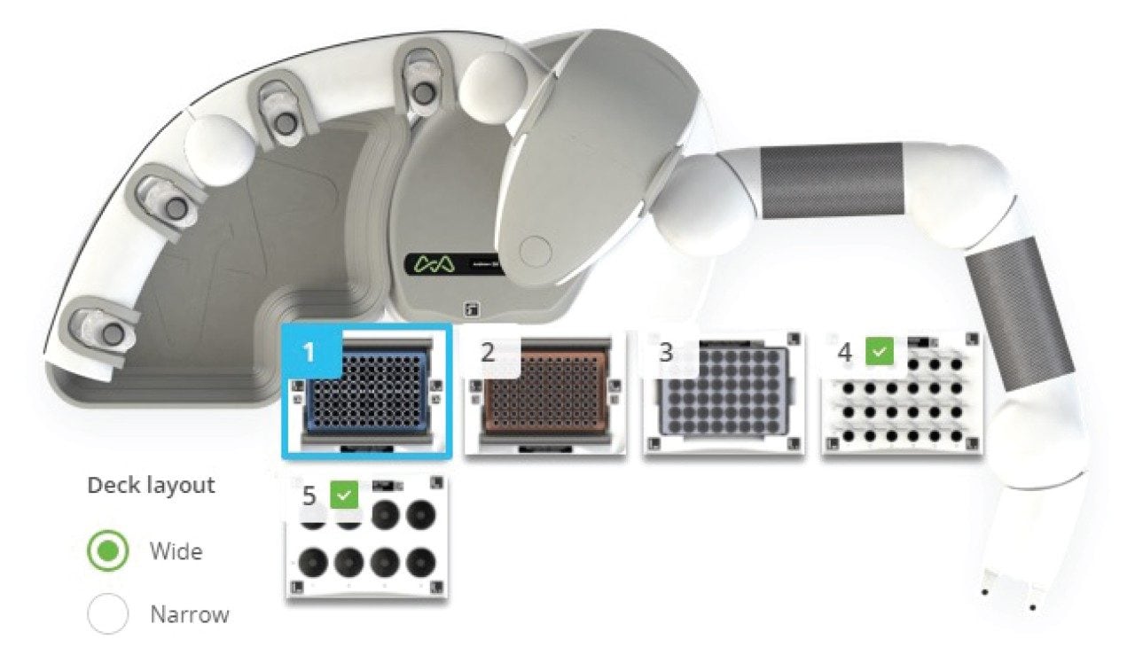  Schematic of the Andrew+ robot showing the positioning of each domino and the content required for the protocol selected