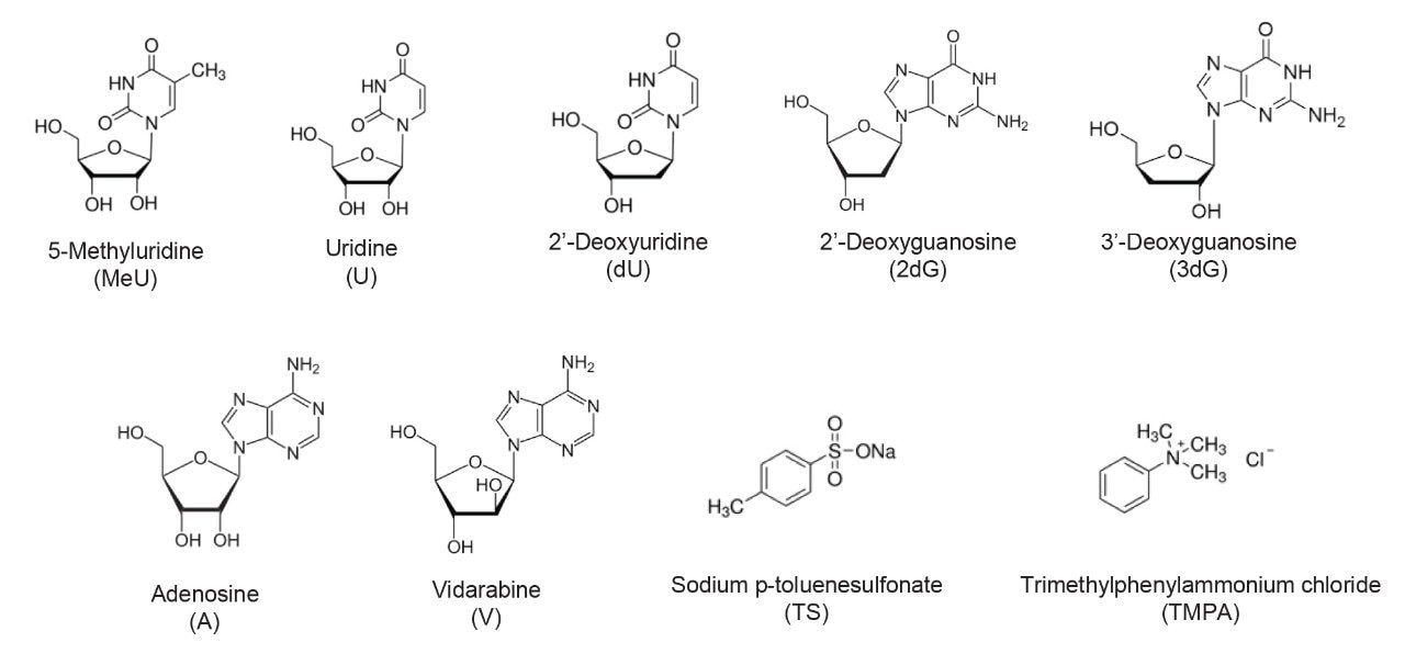 Structures of the analytes for the HILIC retention and selectivity evaluation