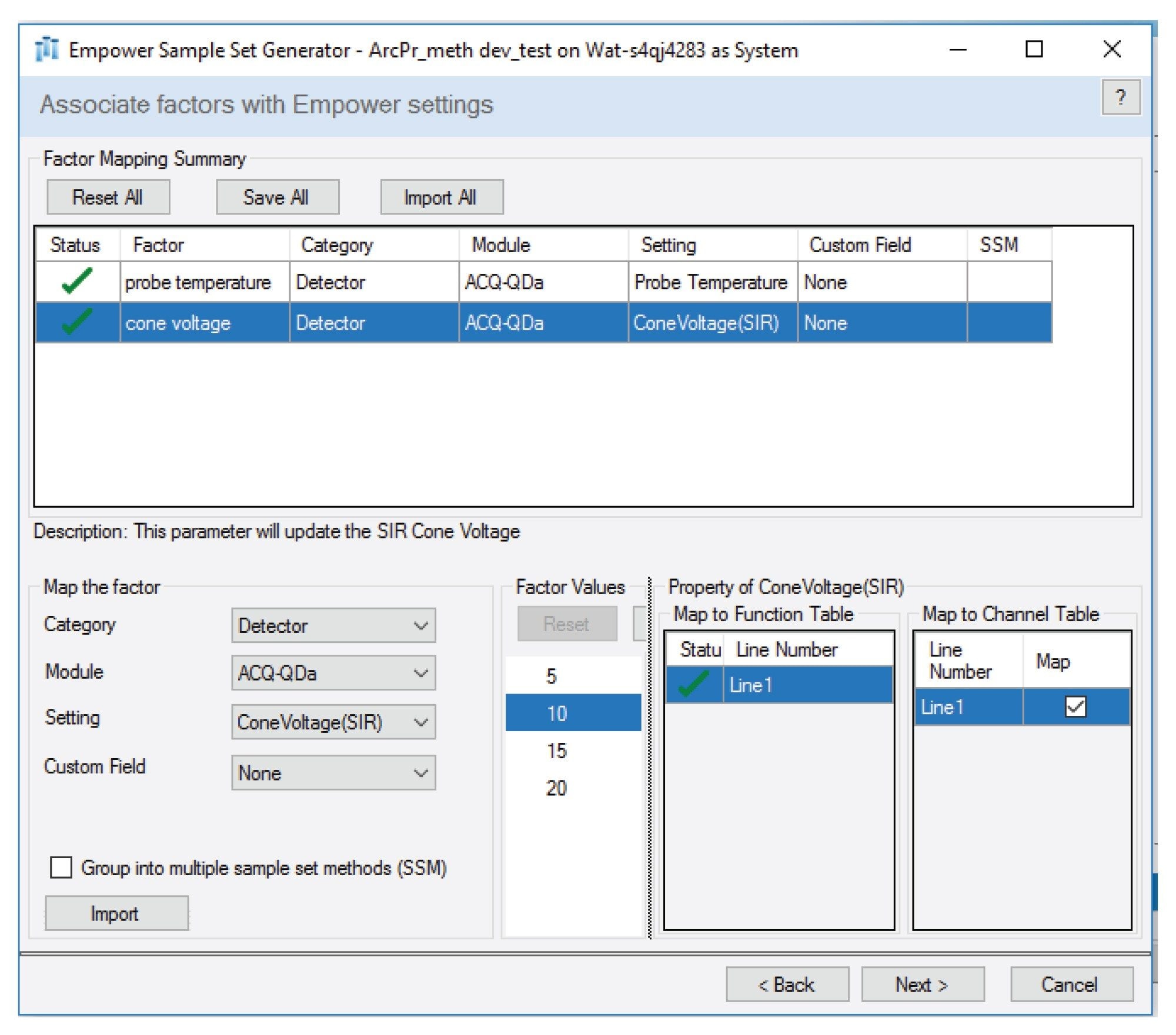  Empower SSG. Associate factors or instrument variables with Empower settings