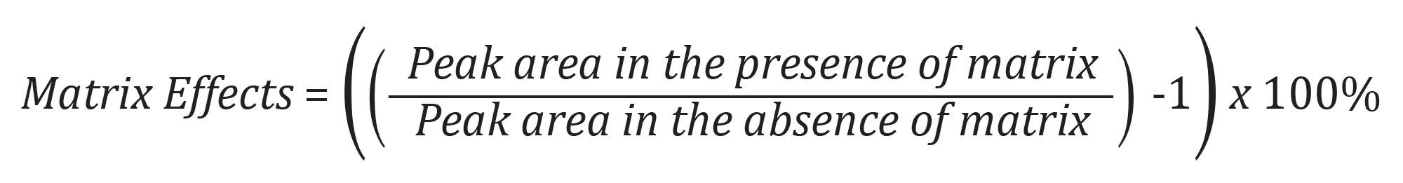 The peak area in the presence of matrix