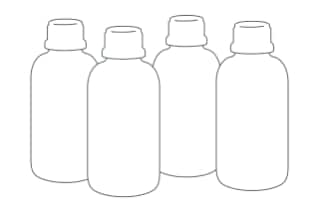 Line drawing of bottles