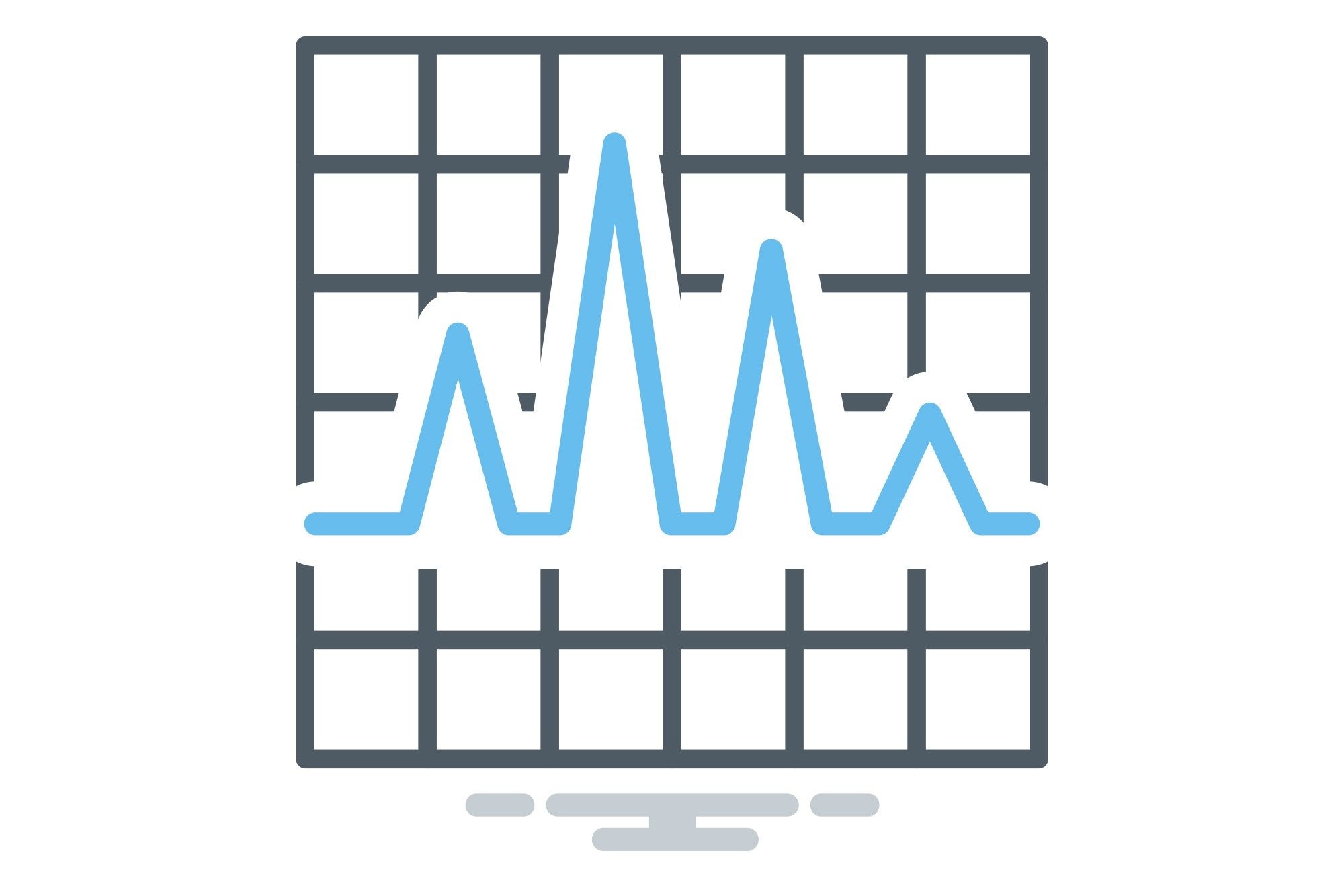 Simple line drawing of a chromatogram on top of a grid