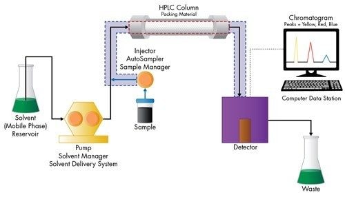 Figure 7 : l’étalement des bandes se produira le long du chemin fluidique depuis l’injecteur (bande d’échantillon) jusqu’à la colonne, à travers celle-ci et hors de celle-ci (bandes d’analyte), puis dans le détecteur.