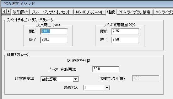 Empower 3 ソフトウェアの解析メソッドのピーク純度機能