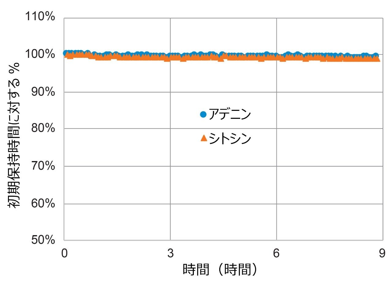 酸性環境での安定性加速試験の結果