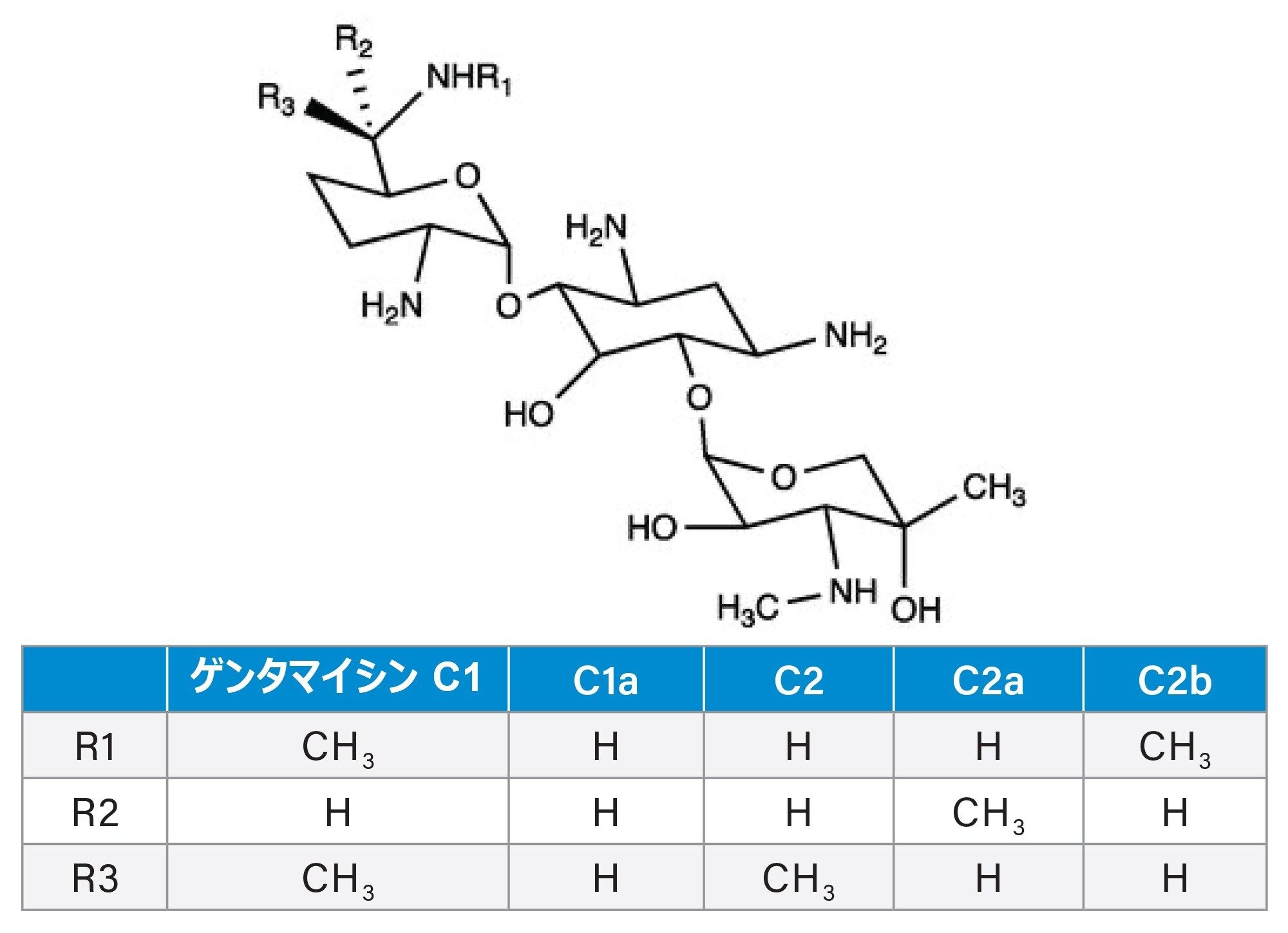 ゲンタマイシン化合物の構造