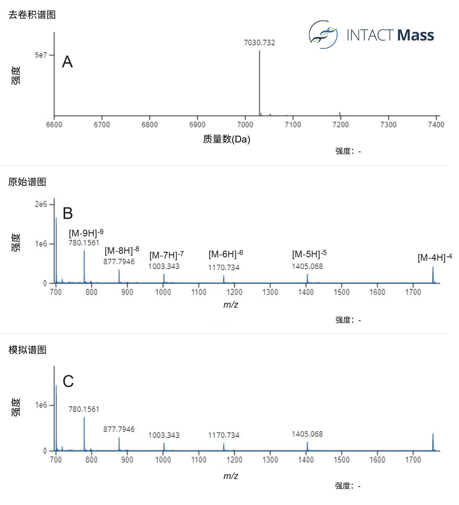 21 mer siRNA寡核苷酸的INTACT Mass谱图